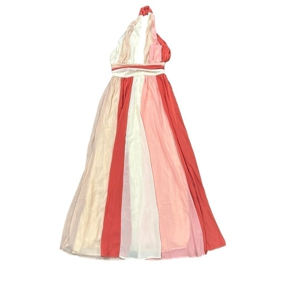 Coral color block halter maxi dress L’atiste by Amy - Picture 7 of 11